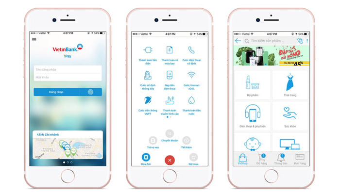 Giao diện ứng dụng Vietinbank Ipad rất đơn giản và thân thiện