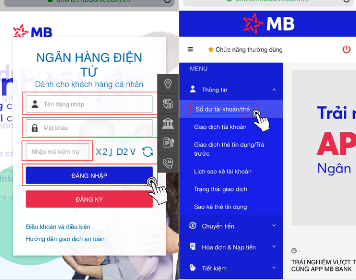 Kiểm tra số tài khoản qua e-banking