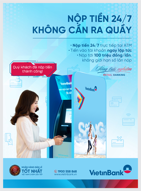 Nạp tiền vào thẻ tại cây ATM Vietinbank thế hệ mới