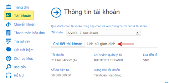 Tra cứu số tài khoản Vietinbank online trên Website
