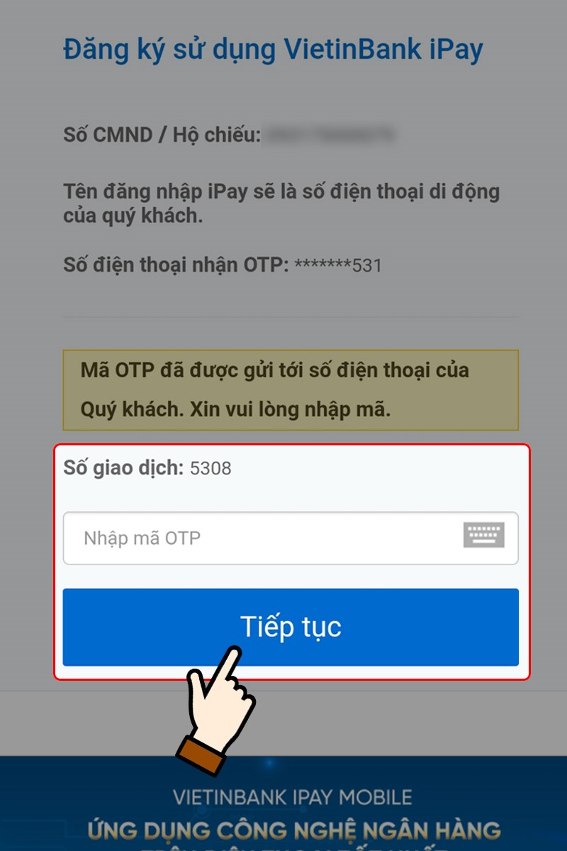 Kiểm tra và sao chép mã OTP