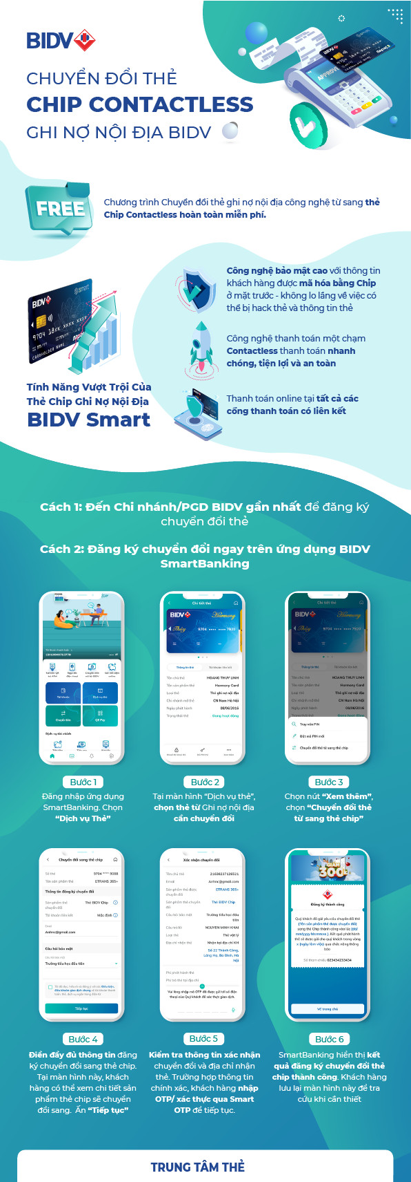 Đổi thẻ Chip BIDV trên điện thoại qua ứng dụng BIDV Smart Banking