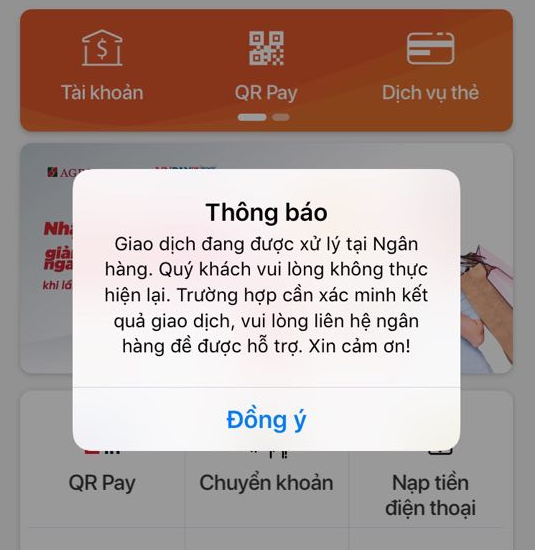 Agribank bị lỗi hệ thống chuyển được tiền