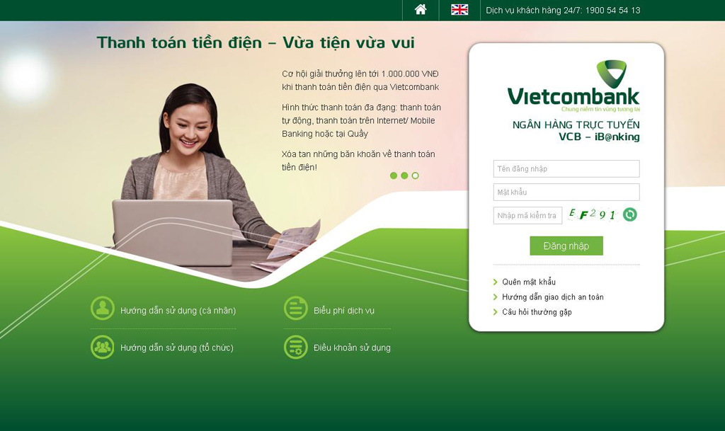 Đăng nhập Vietcombank với khách hàng mới