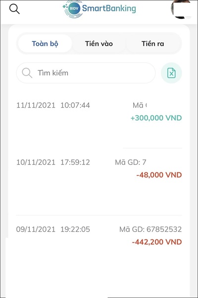Bạn có thể dễ dàng tra cứu được lịch sử chuyển tiền, nhận tiền,...